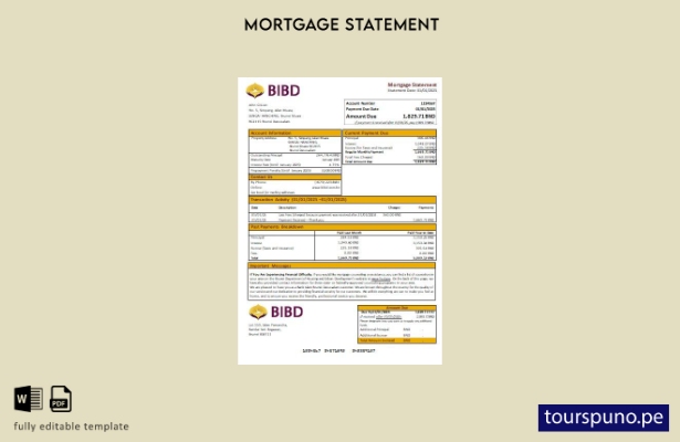 listo para imprimir plantilla de extracto de hipoteca del banco Brunei Bank Isla